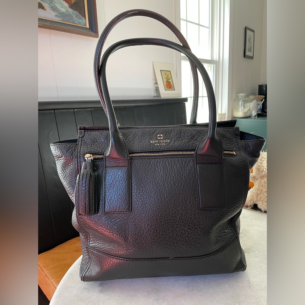 Kate Spade Chester Street Allyn large black pebbled leather tote bag